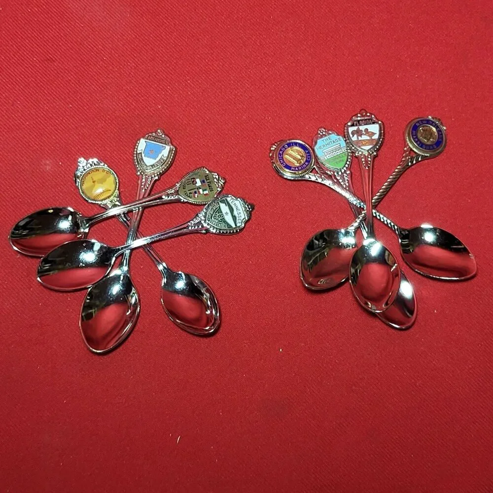Vintage United States Mini Souvenir Collector State Spoons Lot of 8